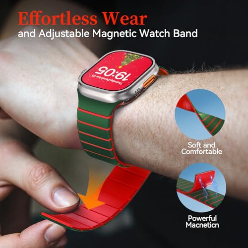 Image of X-it Magnetic Watch Band for Apple Watch Ultra 49mm, 46mm /45mm /44mm, Silicone Sport Strap with Strong Magnet for Men and Women, Compatible with Apple Watch Series 11 /10 /9 /8 /7 /6 /5 /4 /3 /2 /1 and SE