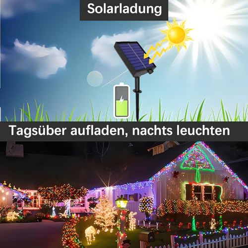 Hopelit Solar Fairy Lights Outdoor 10 m 100 LED Warm White with Remote Control and Timer, 8 Modes - Image 2