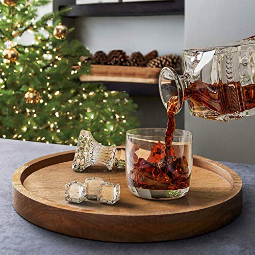 Diamond Leaf Band Pattern & Cut Premium Whiskey Crystal Glass Decanter & Stopper, Cognac, Bourbon Bottle By Fine Occasion #TOP4