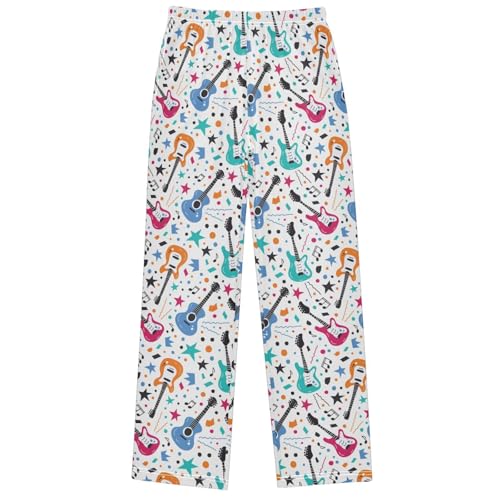 Boy's Pants Colorful Guitar Jogger Pants Elastic Waist Long Bottoms Trousers with Pockets 6-14 Years