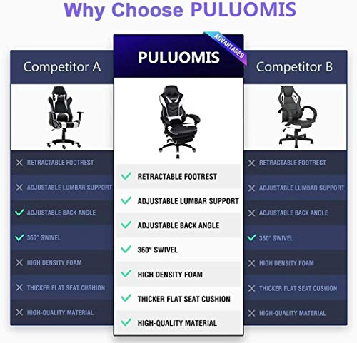 PULUOMIS Swivel Ergonomic Computer Chair with Footrest - Image 6