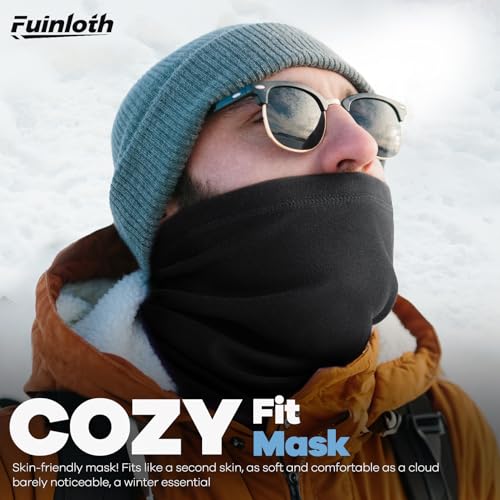 Fuinloth 2 Pack Winter Neck Gaiter, Fleece Warmer Scarf Cold Weather Face Mask Cover for Men/Women4