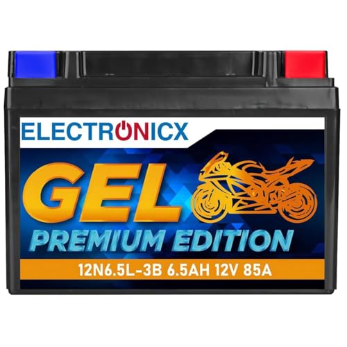 Electronicx GEL 12N6.5L-3B Batteria moto 12V 6,5Ah 85A – compatta, sigillata, senza manutenzione, anti-perdite e resistente a vibrazioni – tecnologia VRLA per scooter, moto, quad, ATV