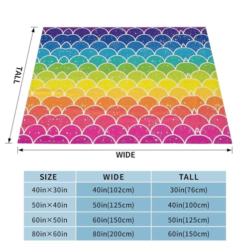 Couverture flanelle douce imprimé écailles arc-en-ciel pour lit - 4