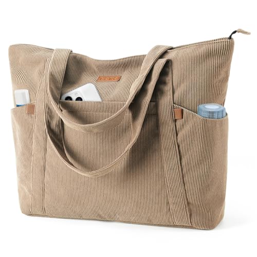 Lekespring Cord Tasche Damen, Groß Tote Bag Strandtasche mit...
