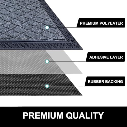 Image of Luxe Home Door Mats for Home Natural Coir Mat Anti-Slip Entrance Rug with Rubber Backing for Indoor and Outdoor Use (40x60 cm) Grey