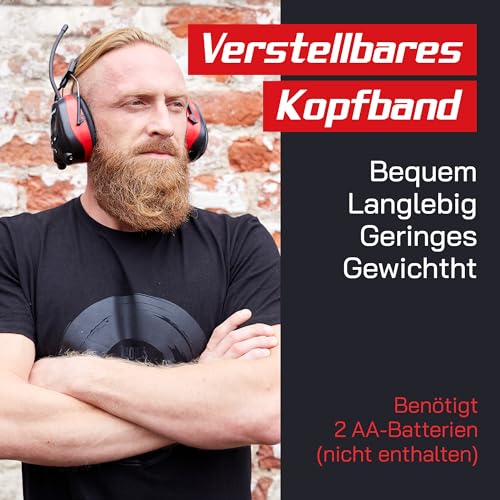 Gehörschutz Ohrenschützer mit AM FM Radio - Lärmschutz Kopfhörer für Garten, Arbeit, Motorrad, Baustellen - Kapselgehörschutz mit Lärmreduzierung NRR 25dB - Elektronischer Musik Hörschutz Ohrschützer