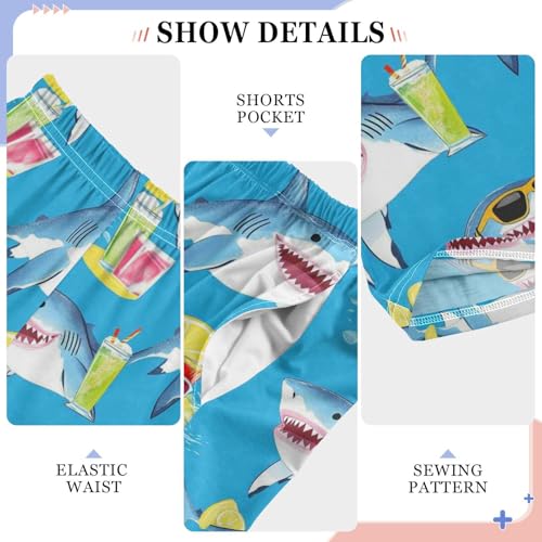 Sharks Wearing Sunglasses Drink Boys Pants Girl Sleep Pants Long Trousers Elastic Waist Lounge Bottoms S4