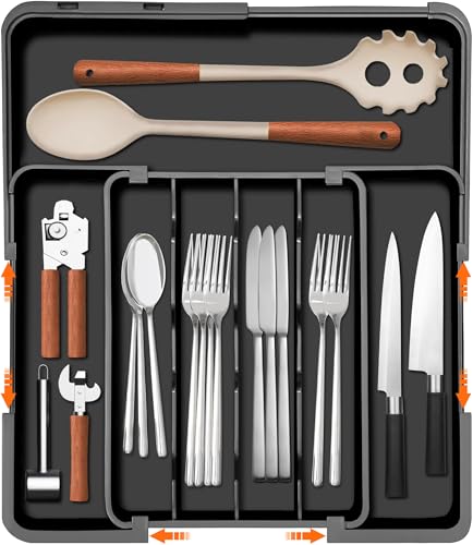 Homecor Silverware Organizer Expandable Kitchen Drawer Organizer with 7 Slots, BPA Free Cutlery...