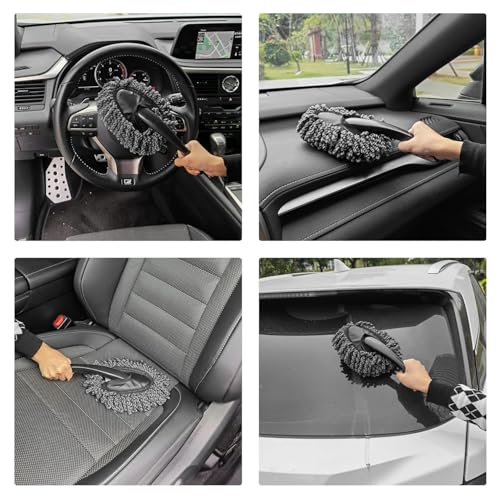 Image of 5 Pcs Car Cleaning Kit Combo with Microfiber Duster, Cloth & 2 Detailing Brushes | Multipurpose Interior Exterior Cleaning Tools for Dashboard, AC Vent, Glass, Bike, Home & Office Cleaning (5)