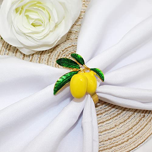 Davifina ERC100-YELLOW Lemon Napkin Rings Set Of 6, Delicate Fruit Napkin Holder Rings Fall Table Decorations thumb #1