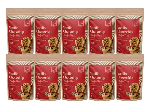 Image of 11Eleven Bakery Healthy Muffin Mix |Vanilla Chocochip 230gm each | Pack of 10 | Eggless Cake Mix | Instant Muffin Cake Mix Powder | 2 Step - Mix & Bake | |Easy to make| 100% Vegetarian|