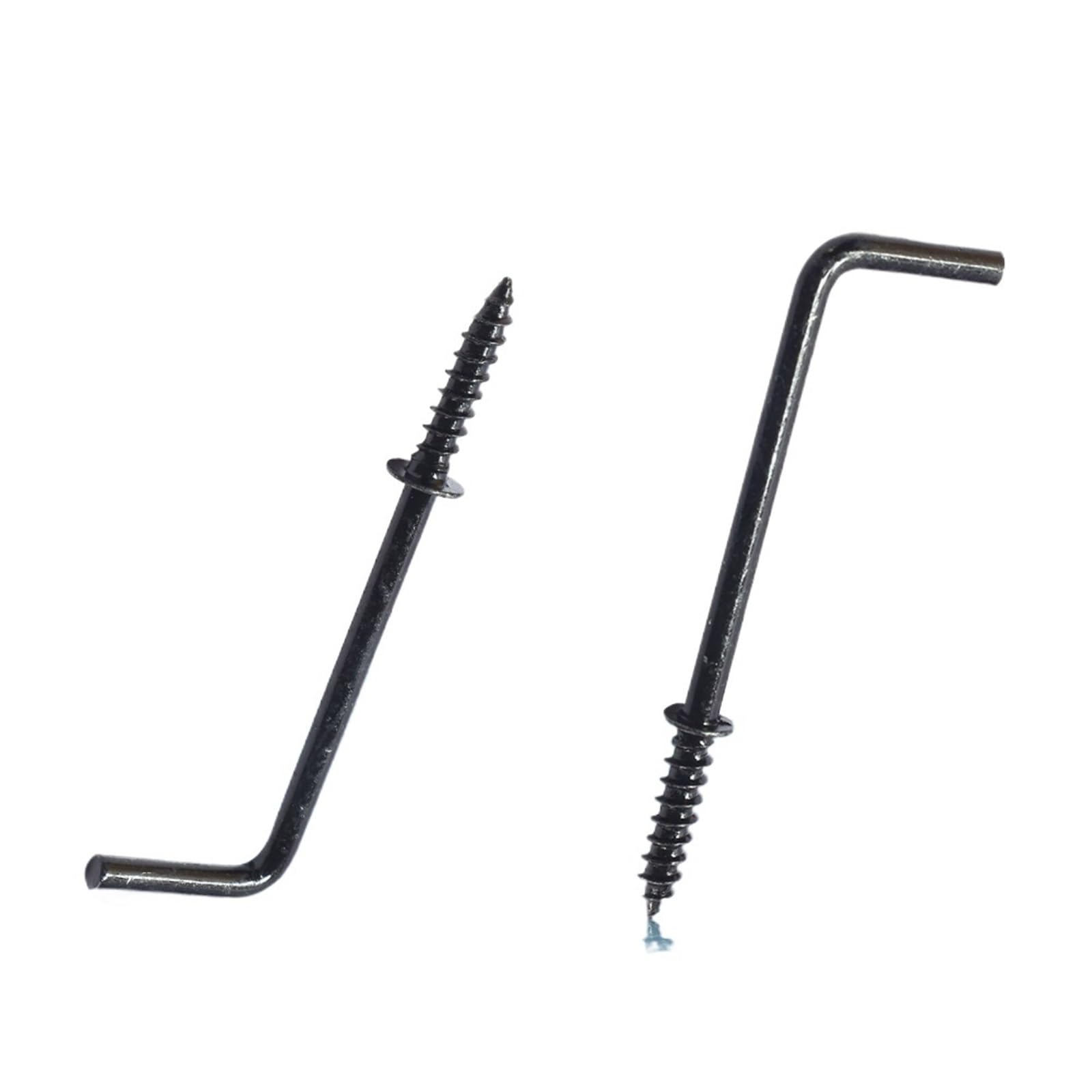 CIGPKLO L Shaped Hooks Screw 10pcs 1/2''~2'' L-Shape Black Right Angle Hooks Screw-in Hook Screws for Hanging Photo Frame Plants(2")