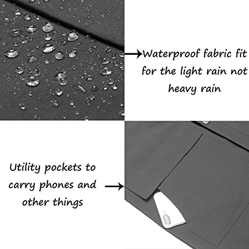 URRU Men's Waterproof Rain Jacket Long Raincoat for Men Grey L