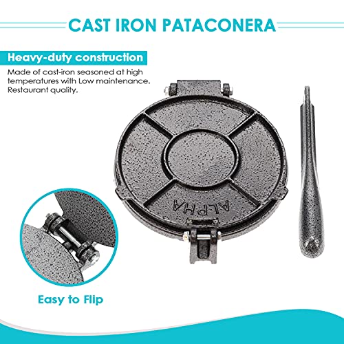 ALPHA LIVING Tortilla Press and Pataconera 7.5 Inch Cast Iron Heavy Gauge Flour Corn Press 50421 - Thumbnail 4