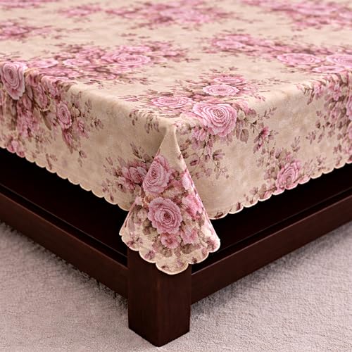 Image of Dakshya Industirs PVC Waterproof Table Cover 36x54 Inch Floral Printed Center Table Cover Washable Plastic Table Sheet Oilproof Dining Table Cover for Coffee Table Living Room Home (Elegant Leaf)