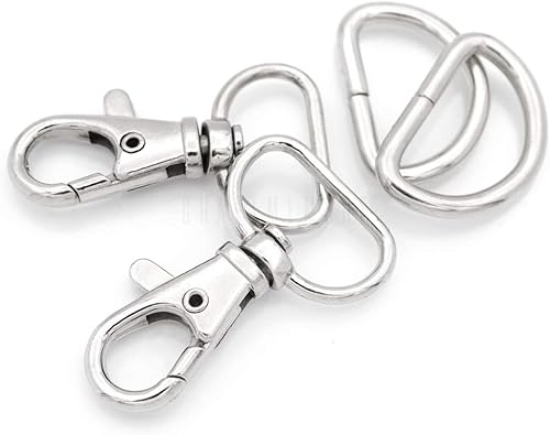 CRAFTMEMORE Ganchos giratorios con cierre de mosquetón clásicos con anillos en D para correa de bolso, cordón de cuero, 10 juegos CSD1 (34 pulgadas,