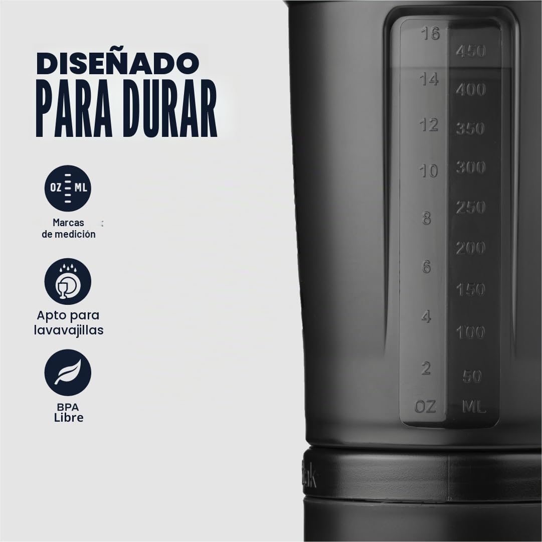 BLENDER BOTTLE PROSTAK V2 BLACK 22OZ | A prueba de fugas | Tecnología Blenderball Whisk | Batidos de proteínas | Suplementos | Hidratación