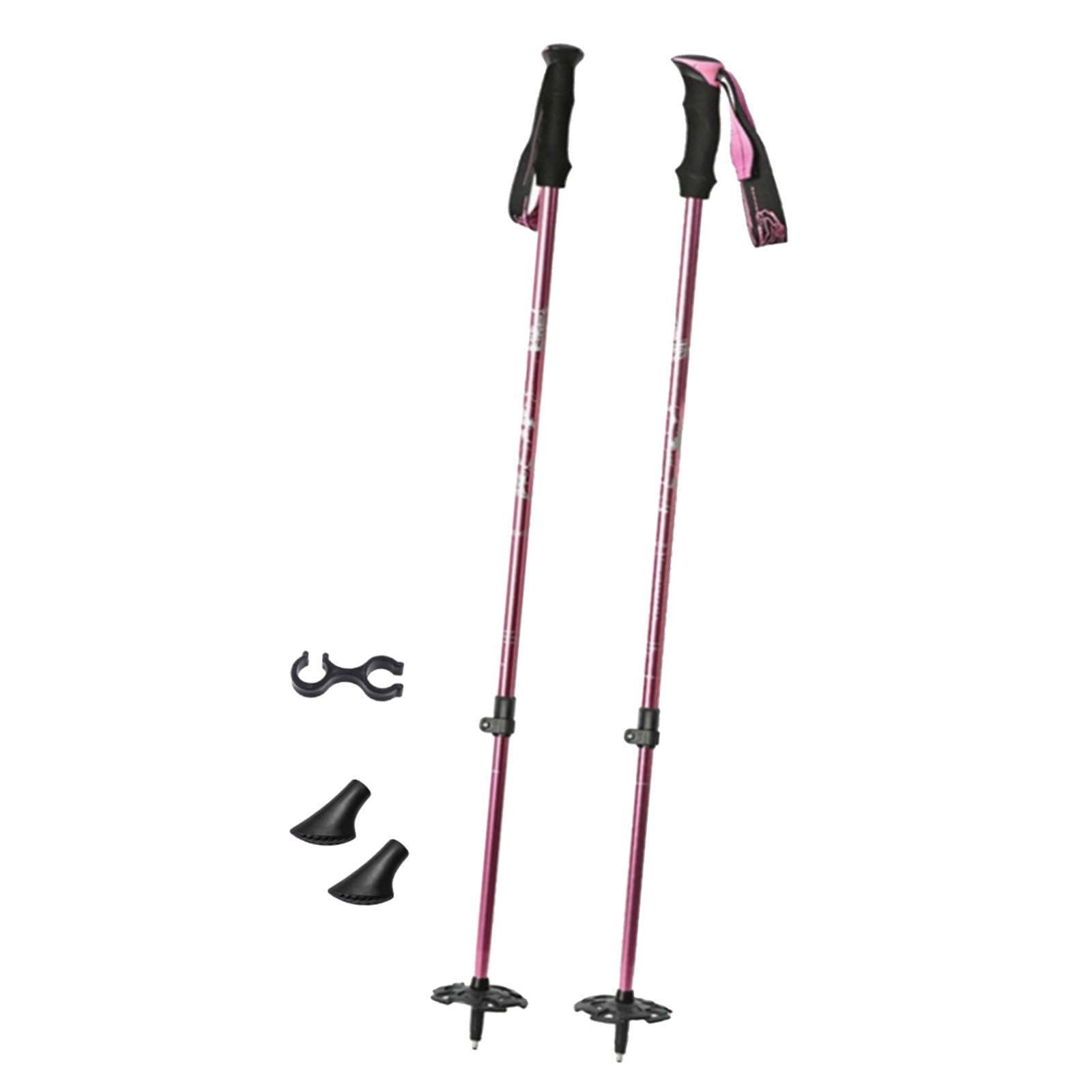 Harilla Skiing Poles Boot Tips Multifunctional Ergonomic Grip Skiing Sticks Adjustable for Slope Outdoor Adventures Winter Sports, Pink