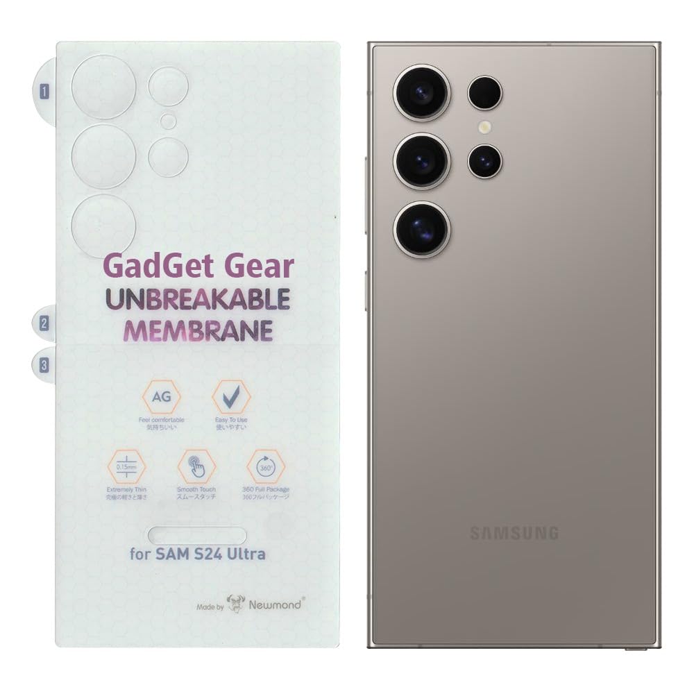 GADGET GEAR Samsung Galaxy S24 Ultra Unbreakable Screen Protector Hydrogel Membrane With Edge to Edge Coverage and Easy Installation Combo (Matte, Back) (B0D2V1K5WJ) Amazon Price History, Amazon Price Tracker