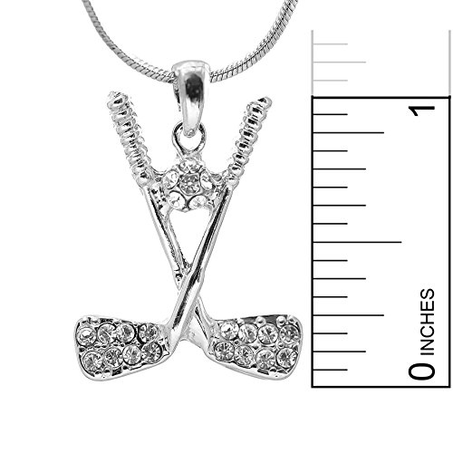 Spinningdaisy Silver Plated Crystal Golf Club And Clear Golf Ball Necklace #TOP3