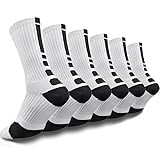Youth Elite Basketball Socks for Boys - Cushioned Sports Sock Compression Socks for Active Kids, Fits Ages 6-12 (White)