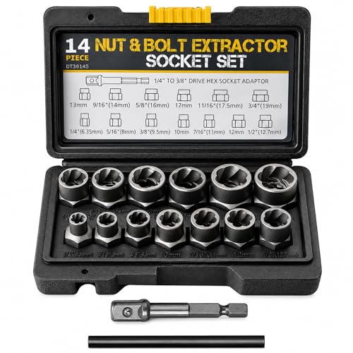 15-Teiliges Muttern Entferner Set: Schraubenausdreher Satz mit 13 Mutternsprenger und Sechskantadapter zum Entfernen von Beschädigten Verrosteten Schrauben Bolzen Muttern für Autoreparaturtechniker