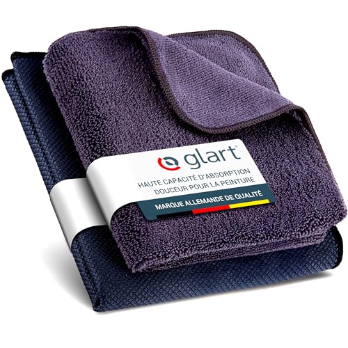 Glart Lot de 2 Chiffons en Microfibre 4432K 2 pour le nettoyage des Vitres, spécial Fishskin 60 x 40 cm et molleton sec 32x32 cm.