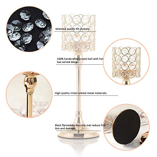 Vincigant Gold Crystal Cylinder Candle Holders Set Of 2 For Wedding Table Centerpieces Anniversary Celebration Decorationsgifts,12 Inches Tall #TOP3