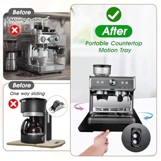 Appliance Slider 360¡ãRolling Tray for Coffee Maker Bamboo Coffee Pot Slider Tray for Countertop Rotation Sliding Trays with Wheels Rolling tray Kitchen Appliances Mat Easily from Under The Cabinet