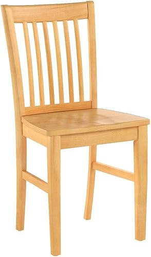 Miniatura 4 de East West Furniture NFC-OAK-W Norfolk Dining Chairs - Slat Back Wooden Seat Chairs, Set of 2, Oak