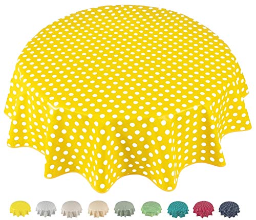 Tovaglia Rotonda Elastica Per Esterno – Motivo Loto Lineare – Diametro 90cm – Adatta Per Tavoli 75-85 Cm – Antimacchia UV