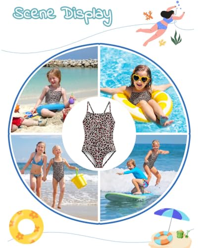 Image of weVSwe Baby Girl Swimsuit One Piece Swimsuit Cute Toddler Girls Sleeveless Bikini Kids 2-10 Years