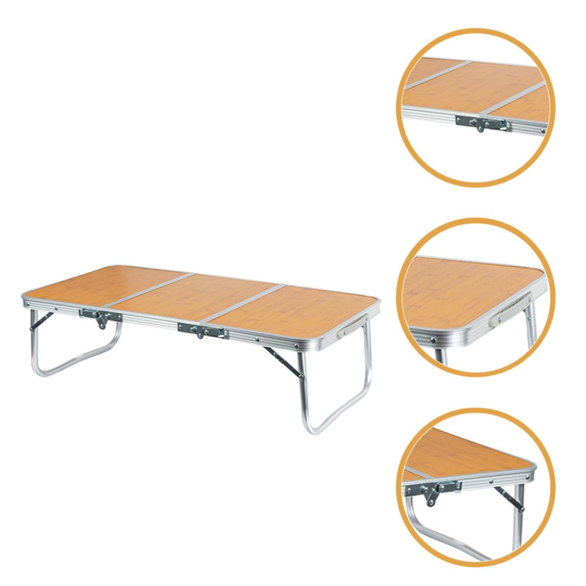 VILLCASE Tavolo da Campeggio Facile da Riporre in Alluminio e Bambù Pieghevole Portatile Multifunzionale per Picnic e Attività All'aperto