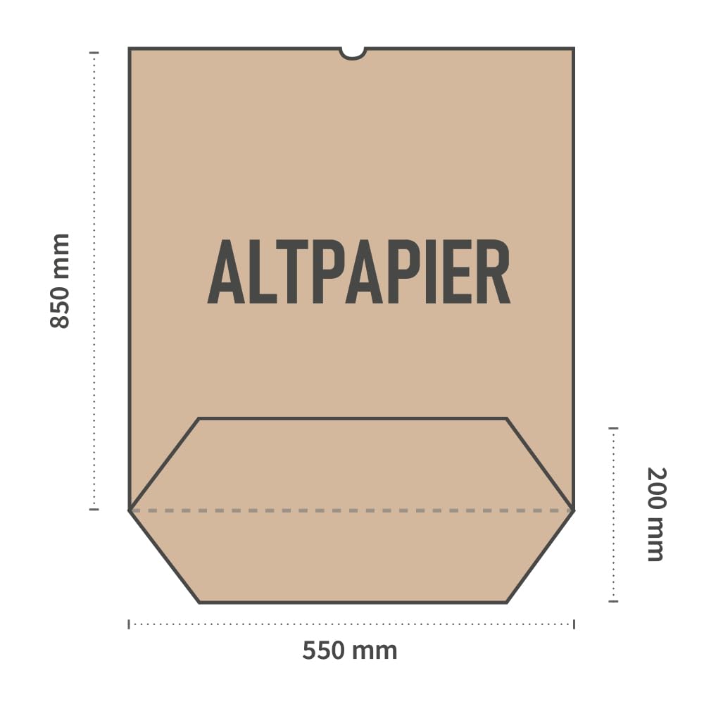100 Stück Franz Mensch NATUREStar Bio Papiermüllsäcke, 80 L, 2-lagig, mit Aufdruck "Altpapier", 550 x 850 x 200 mm, Papiersäcke für Altpapier, Biomüllsäcke