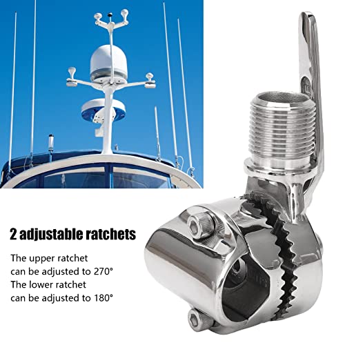 Image of Estink Marine VHF Antenna Mount, 316 Stainless Steel Adjustable Ratchet Rail Mount for Boat, Yacht, RV, Fits 22-25mm Rails