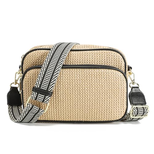 Straw Purse RFID Blocking Summer Purses for Women 2025 Woven Crossbody Bags Small Shoulder Handbags for Beach Travel