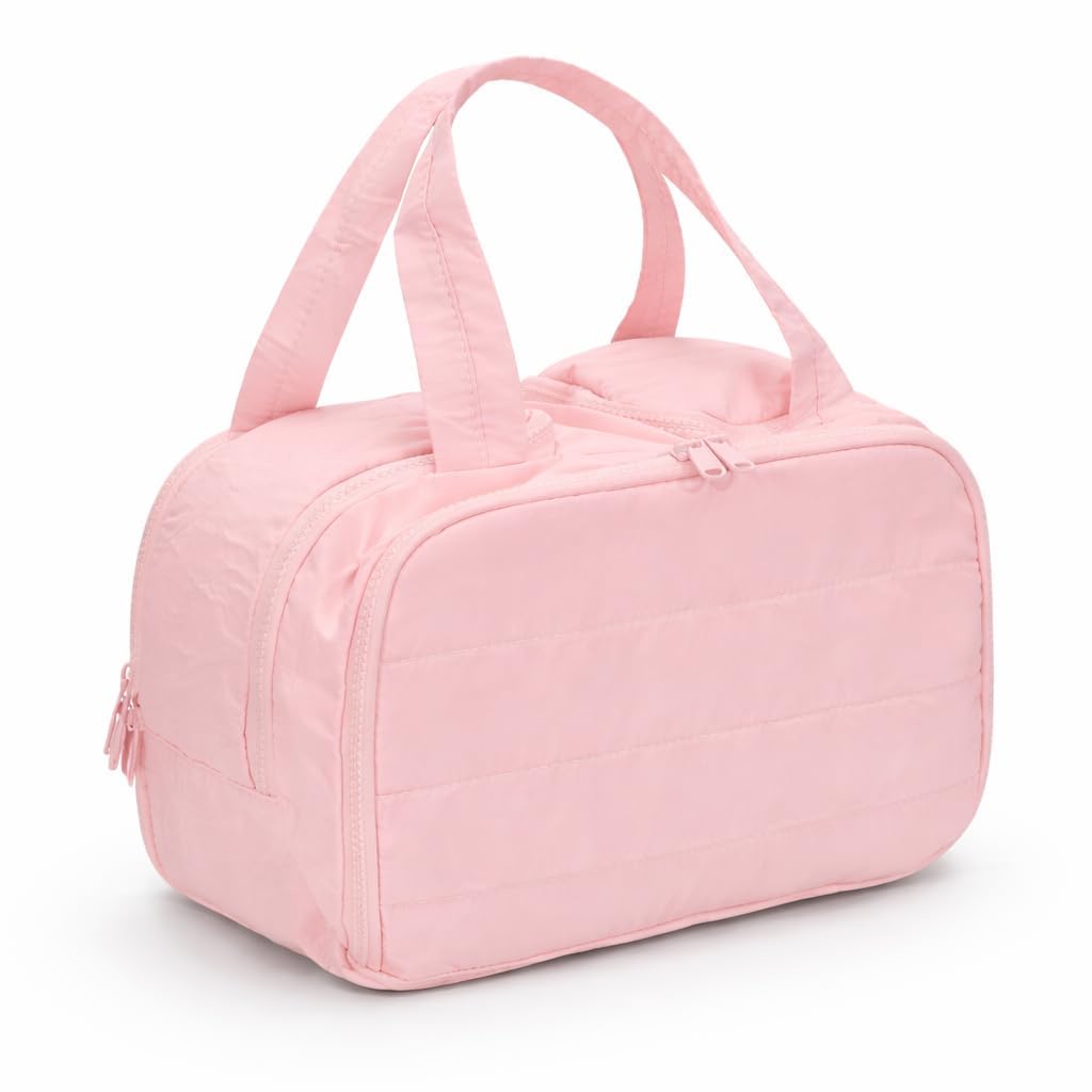 Multi Functional Toiletry Bag for Women, Large Capacity Travel Toiletry Bag, Multi-Compartment Makeup Organiser with Elastic Brush Holders, Wide-Mouth Design, 29.7 x 18.5 x 21.1 cm-image-2
