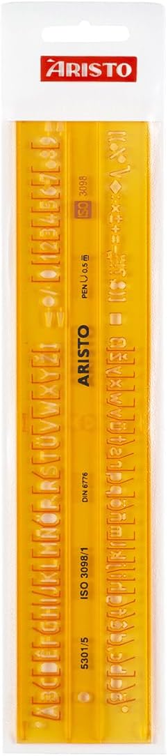 Aristo Isonorm Writing Template Straight Central Writing 5.0 mm H Profile Type B Dimensionally Stable PET Plastic Orange Transparent