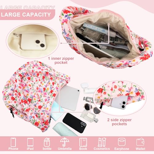 Image of Quilted Puffer Tote Bag Purse Puffy Crossbody Shoulder Bag,Lightweight Nylon Hobo Bag Puffer Carryall Bag for Women Girl