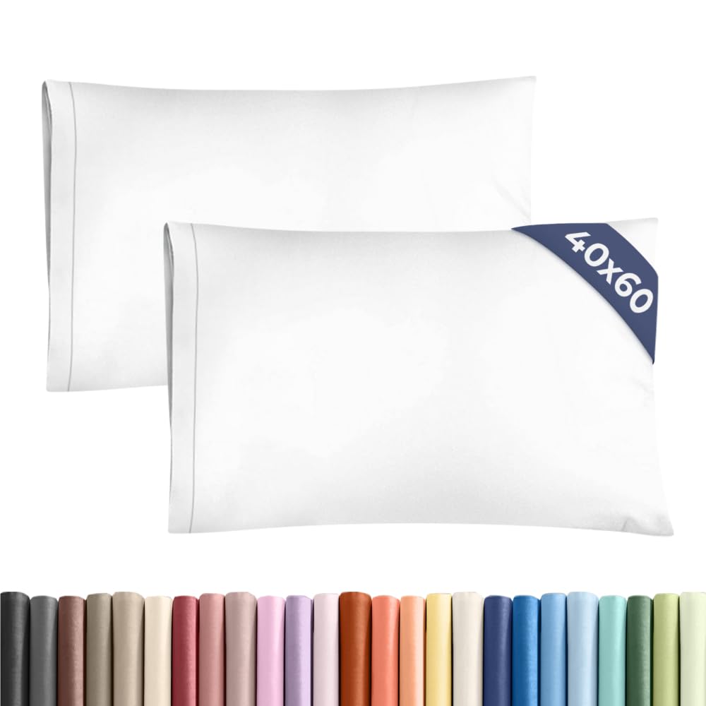 Kissenbezüge 40x60 cm Weiß im 2er-Pack - Weiche Kopfkissenbezüge aus Mikrofaser - Atmungsaktive, pflegeleichte und knitterfreie Kissenhüllen - Maschinenwaschbar mit Hotelverschluss - Oeko-TEX