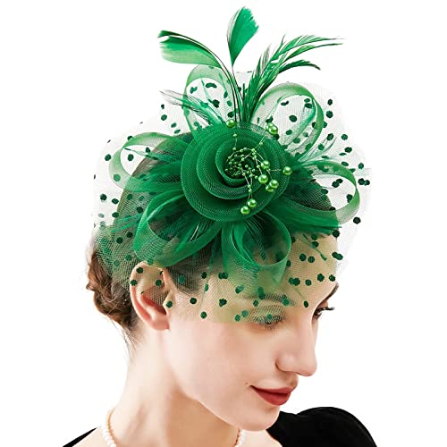 FaYaCa Fascinators for Women Girls Tea Party Derby Hats Green