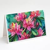 Caroline's Treasures DAC1716GCA7P West Virginia Rhododendrons in Watercolor Greeting Cards and Envelopes Pack of 8 Blank Cards with Envelopes Whimsical A7 Size 5x7 Blank Greeting Cards