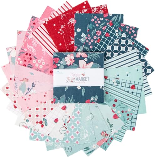 Berry Market Riley Blake 5-inch Stacker, 42 Precut Fabric Quilt Squares by Beverly McCullough