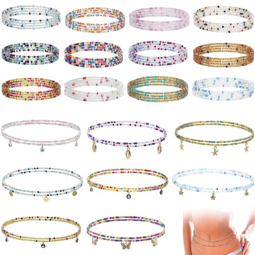 Cadenas de cintura para estilizar la figura con cuentas bohemias juego de 20 unidades