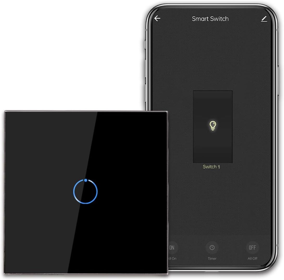 SMART WiFi TOUCH SWITCH 1 GANG (20 amps) 4000 WATTS/SWITCH GLASS :SUITABLE FOR A/C. WATER HEATER. Home Automation. fits in 2 module concealed board (BLACK)-image-30