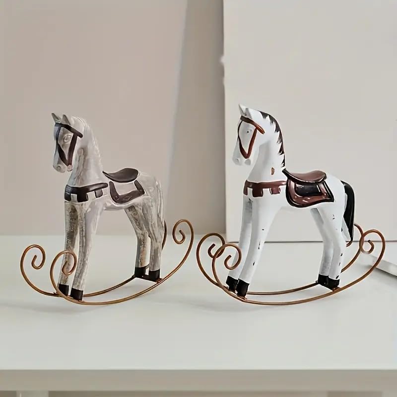 Estatua artesanal vintage de caballo mecedor miniatura 6