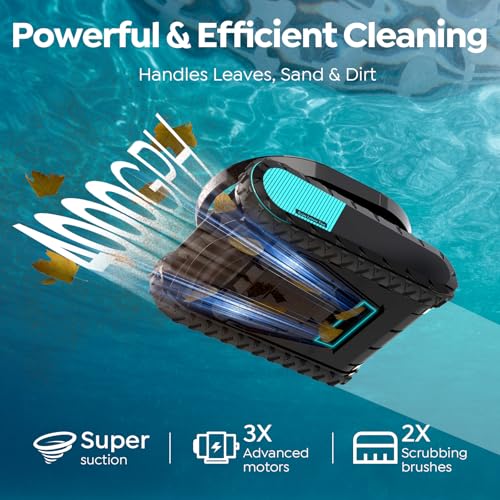 Image of Pleco Pro Cordless Robotic Pool Cleaner, Smart Navigation, 210-240 Min Runtime, Wall Climbing & Waterline Cleaning, Up to 2691 Sq.Ft, Dual-Layer Filtration for Inground Pools (Aqua Black)