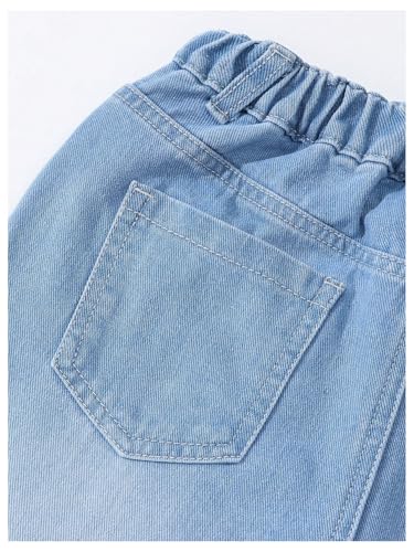WDIRARA Girl's Cute Bow High Elastic Waisted Denim Pants Basic Baggy Wide Leg Jeans4