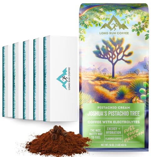 Image of Long Run Coffee - Hydrating Coffee with Electrolytes - All Natural Energy + Hydration + Recovery for Athletes - Stomach Friendly Electrolyte Coffee for Runners (5 lb, Pistachio Cream)